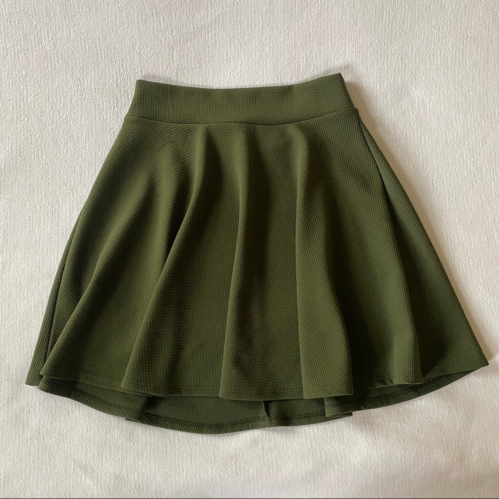 Soprano Textured Knit Green Skater Skirt